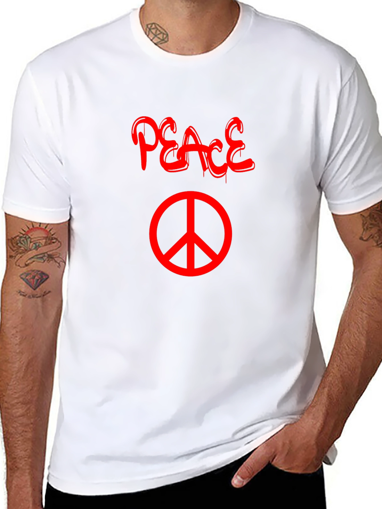 Peace T-Shirt - Black with Red Graphic