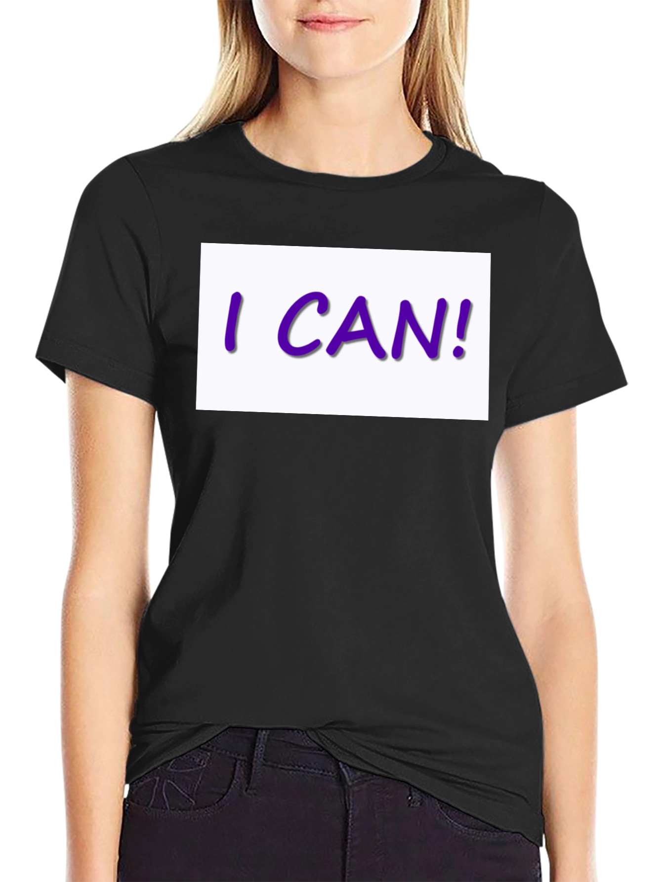 I CAN! Graphic Print Black T-Shirt