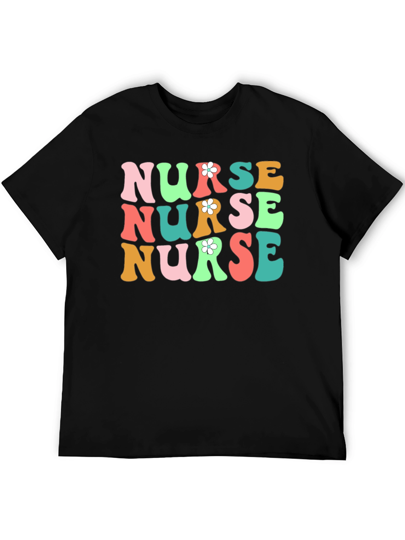 Retro Nurse Graphic Tee - Black Cotton T-Shirt