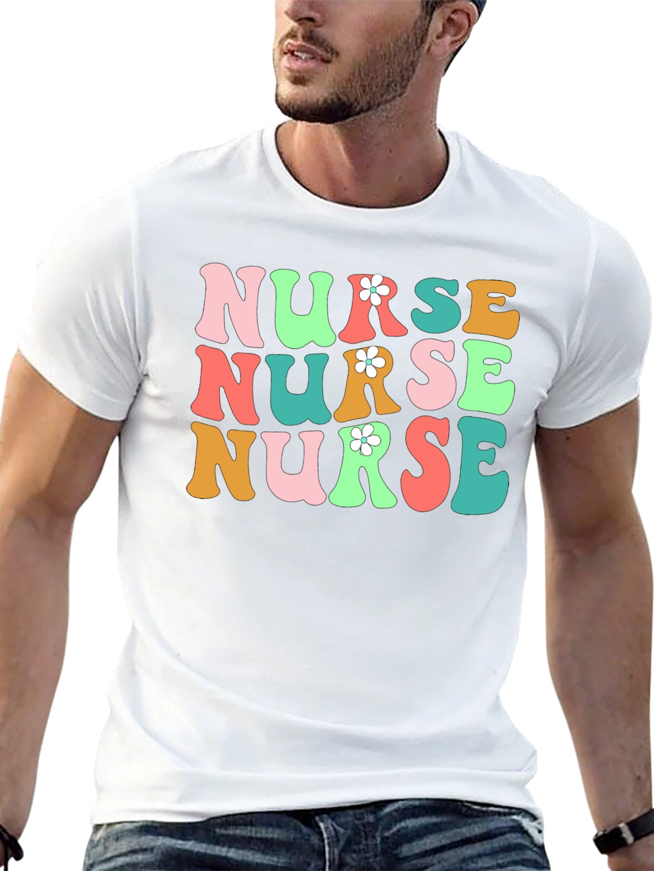 Retro Nurse Graphic Tee - Black Cotton T-Shirt
