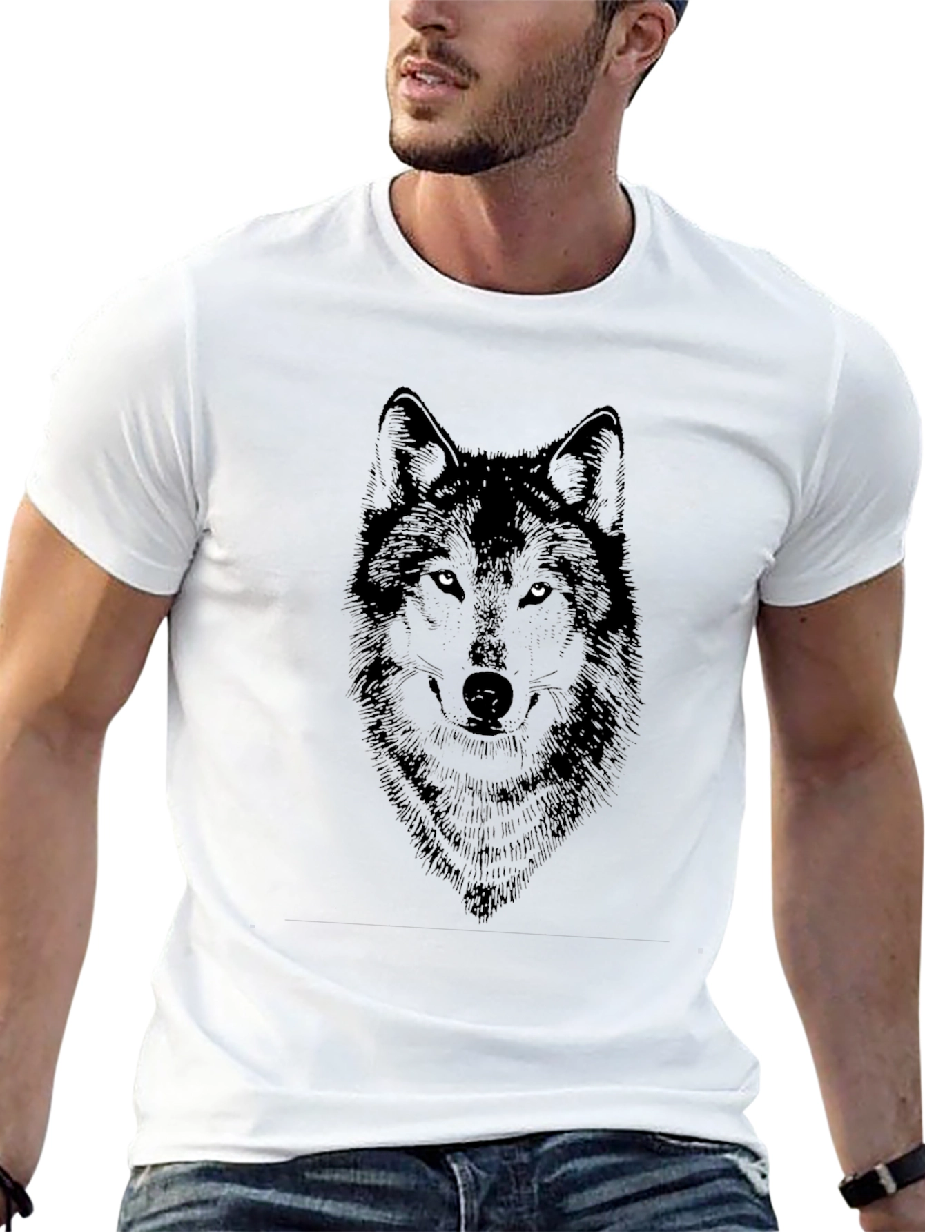 Mens Black Wolf Graphic Tee - Fierce Style