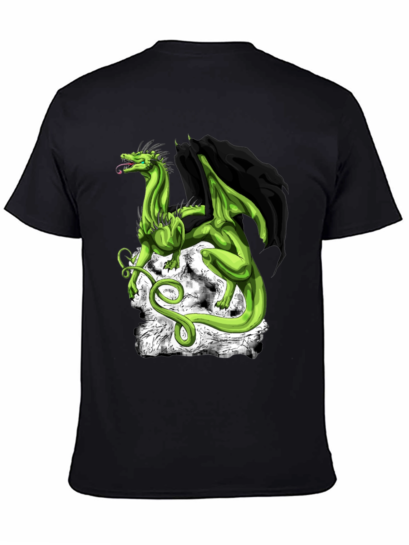 Dragon Graphic Tee - Black Cotton Shirt
