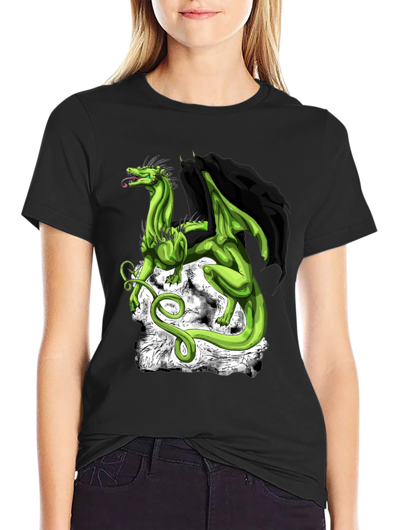 Dragon Graphic Tee - Black Cotton Shirt