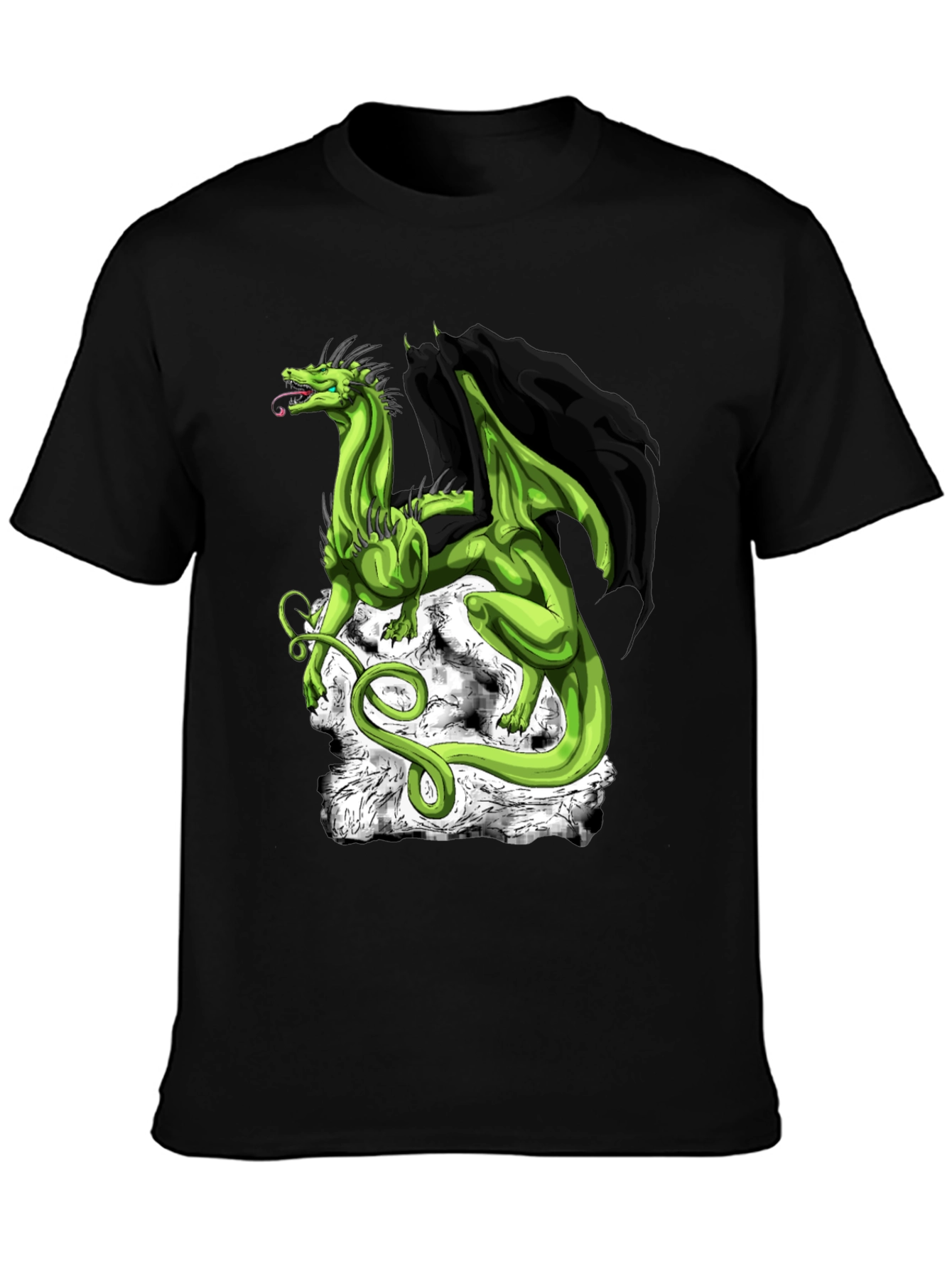 Dragon Graphic Tee - Black Cotton Shirt