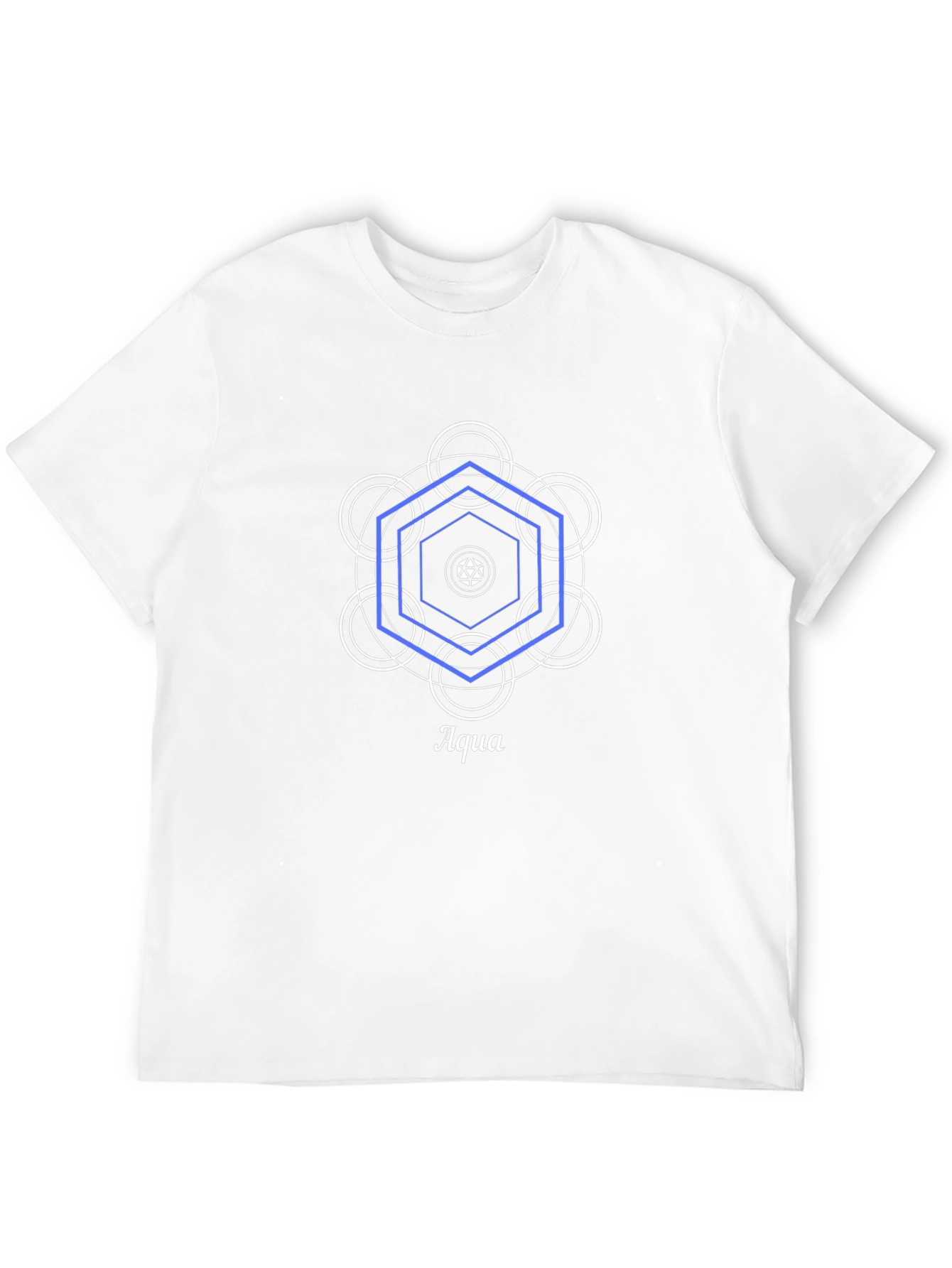 Aqua Geometric Design Black T-Shirt