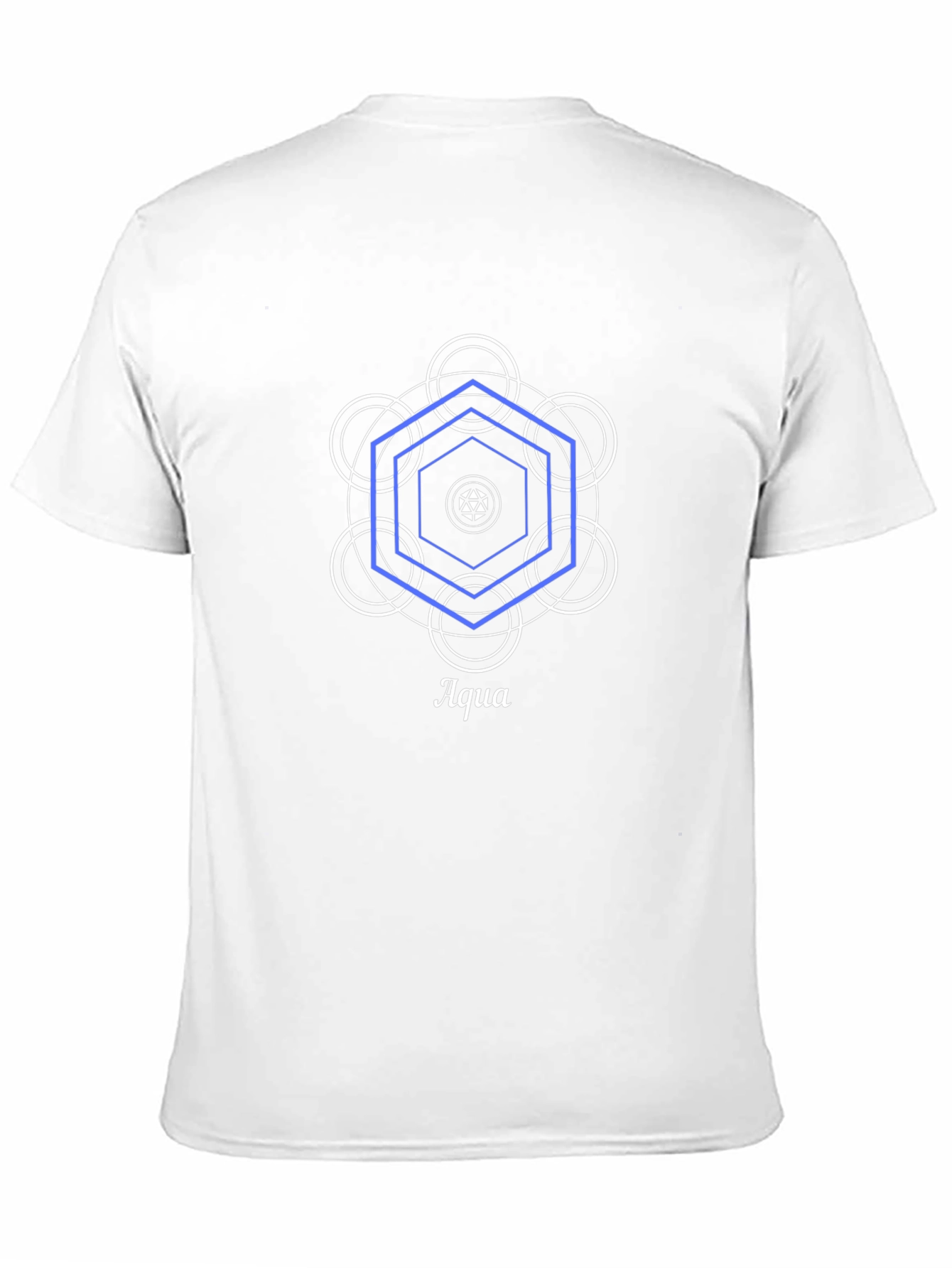 Aqua Geometric Design Black T-Shirt