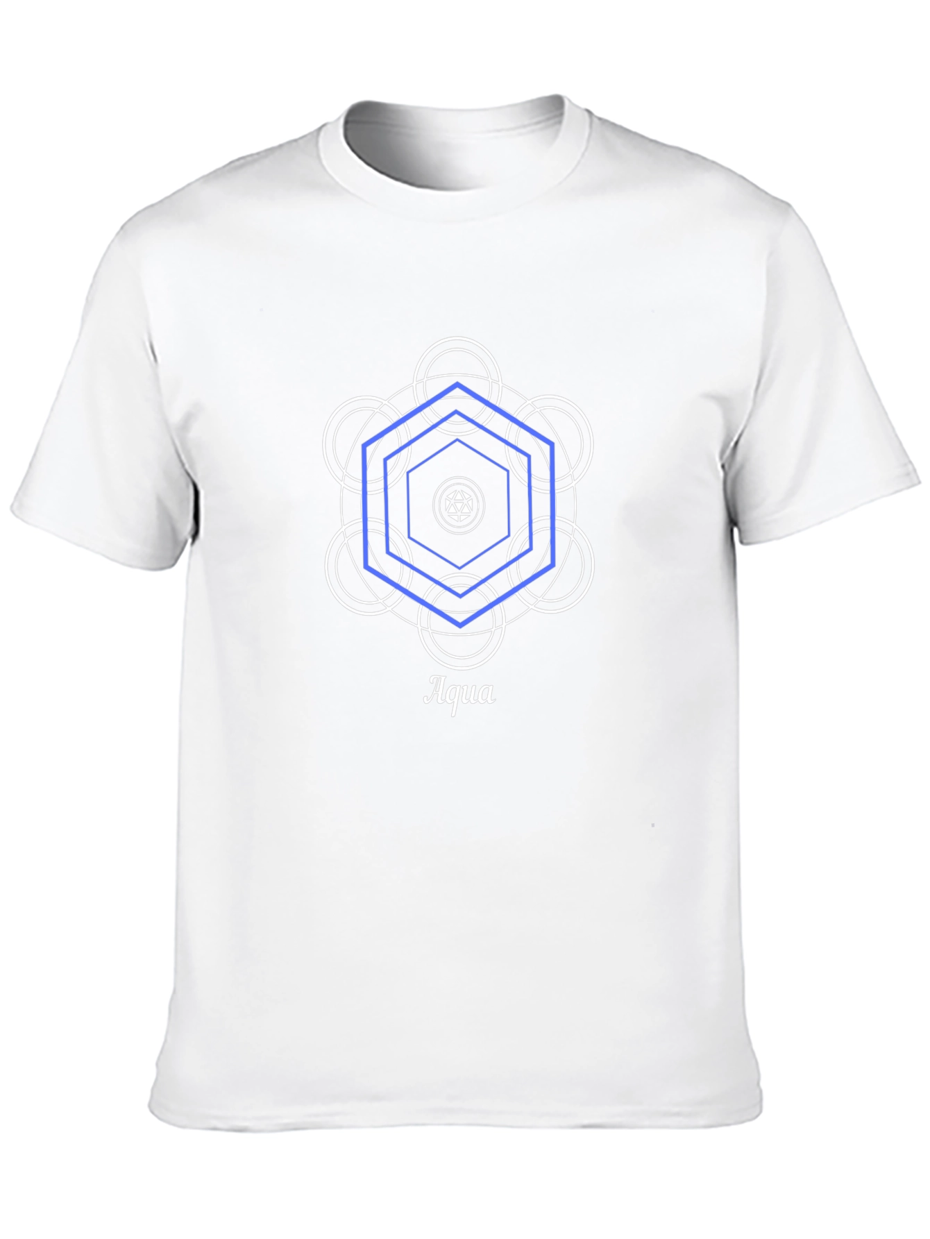 Aqua Geometric Design Black T-Shirt