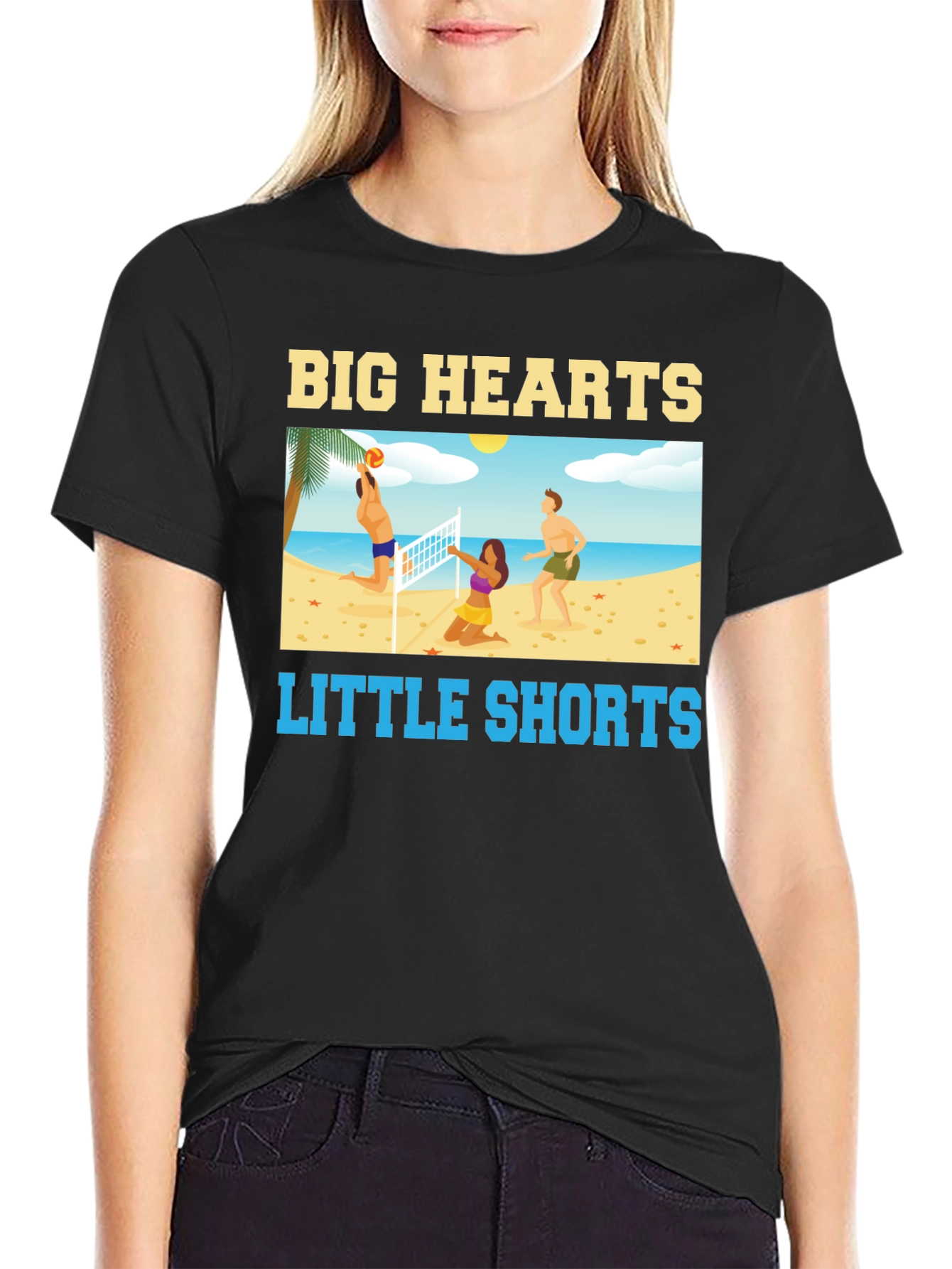 Big Hearts Little Shorts Black T-Shirt