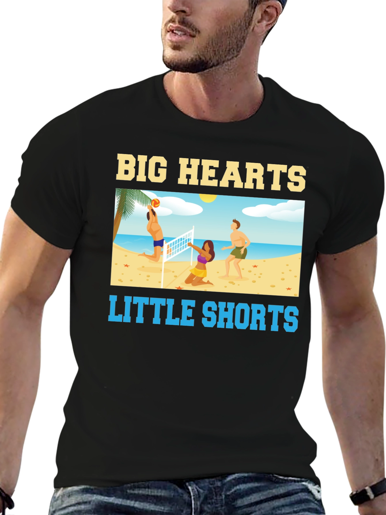 Big Hearts Little Shorts Black T-Shirt