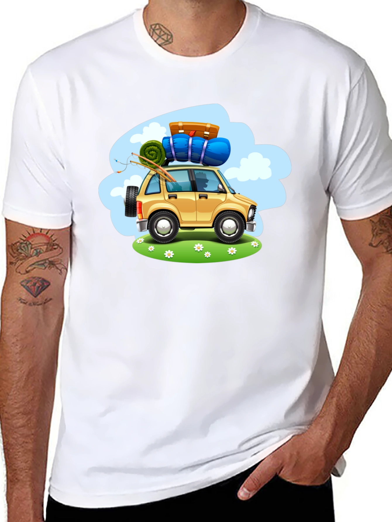 Adventure Car Graphic Tee - Black Cotton T-Shirt