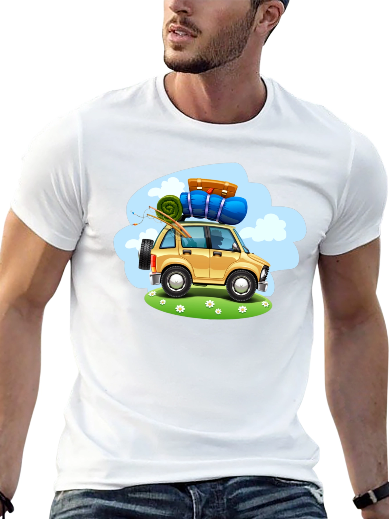 Adventure Car Graphic Tee - Black Cotton T-Shirt
