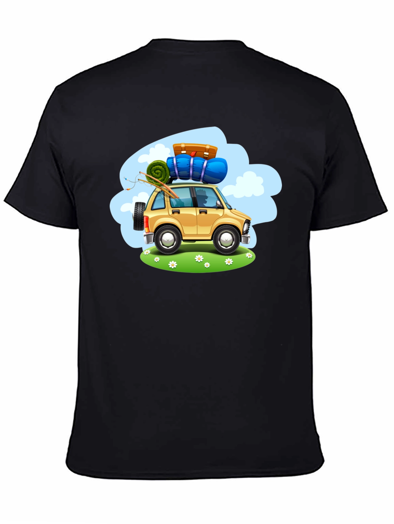 Adventure Car Graphic Tee - Black Cotton T-Shirt