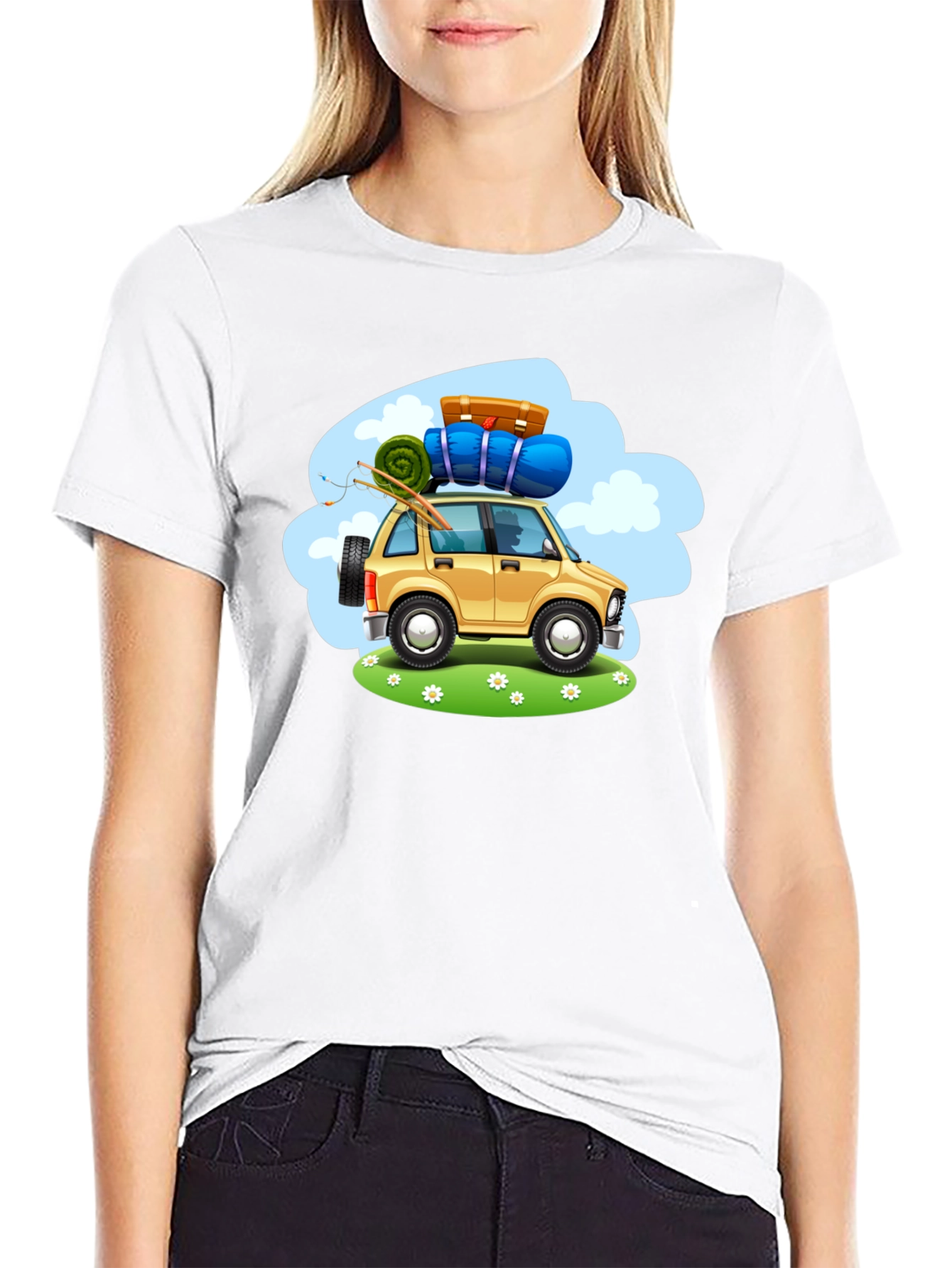 Adventure Car Graphic Tee - Black Cotton T-Shirt