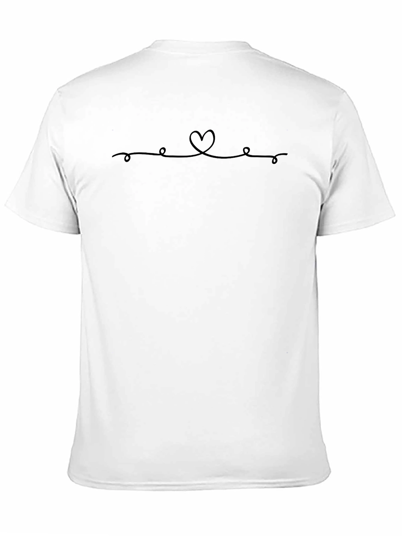 Heart Line Art Black T-Shirt Casual Tee