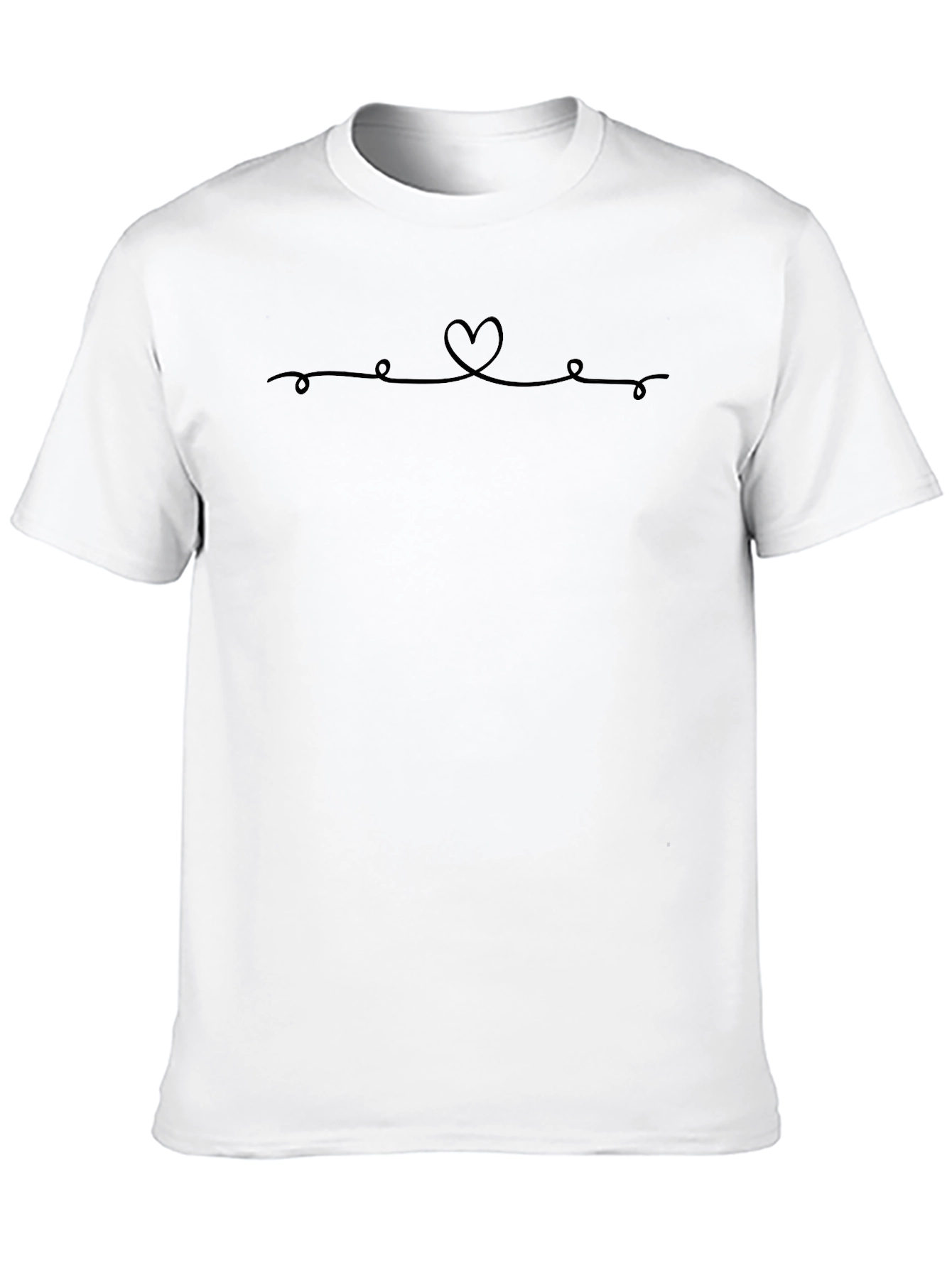 Heart Line Art Black T-Shirt Casual Tee