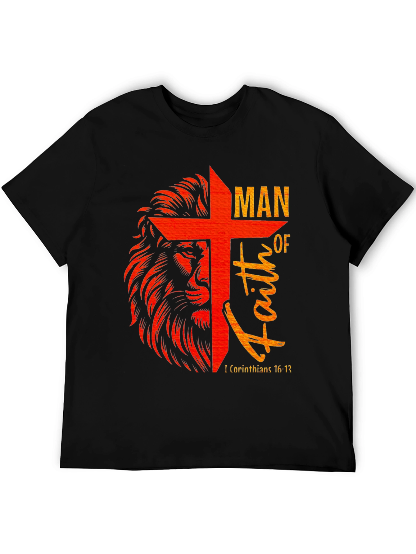 Lion and Cross Graphic T-Shirt - Man of Faith