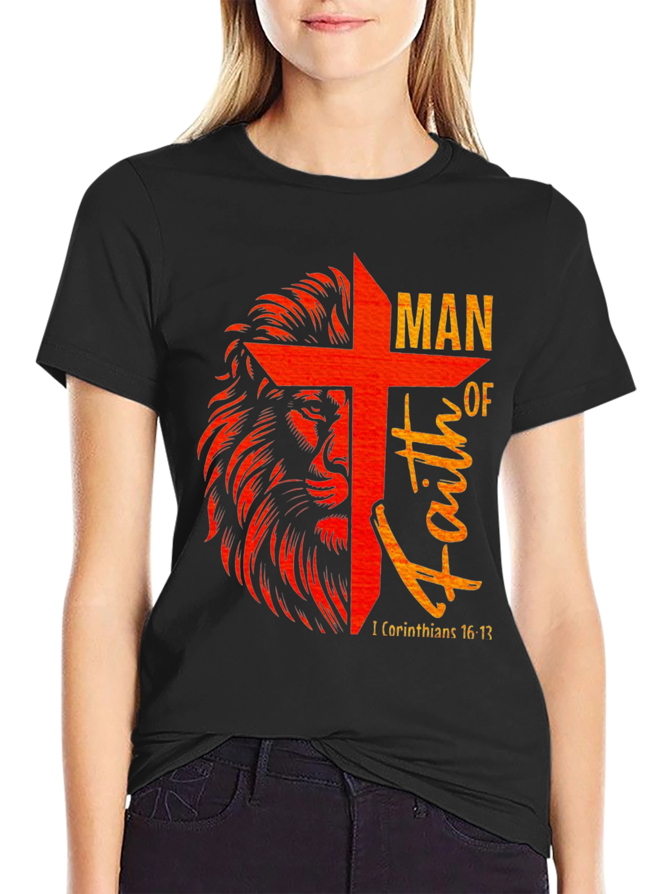 Lion and Cross Graphic T-Shirt - Man of Faith