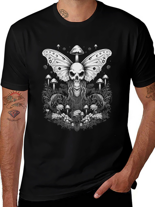 Skull Butterfly Mushroom Graphic Tee