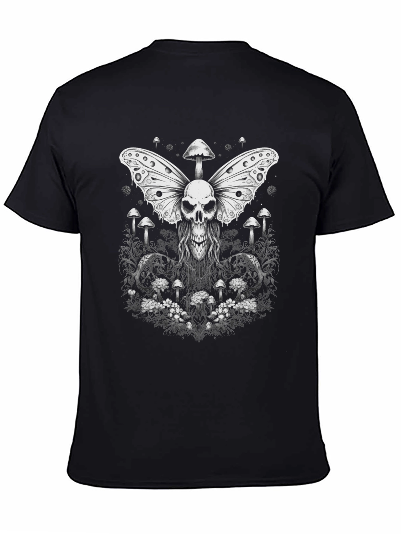 Skull Butterfly Mushroom Graphic Tee