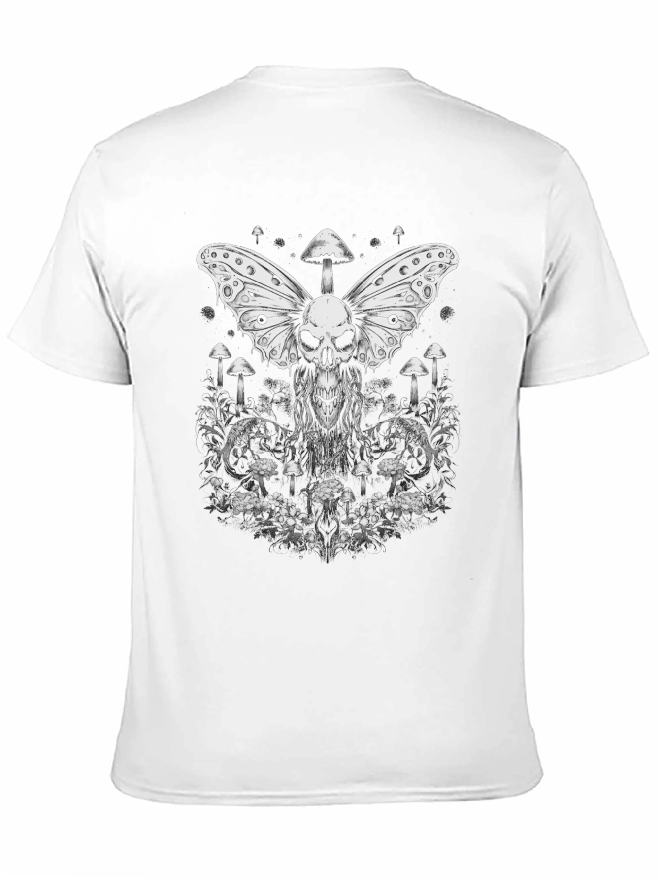 Skull Butterfly Mushroom Graphic Tee