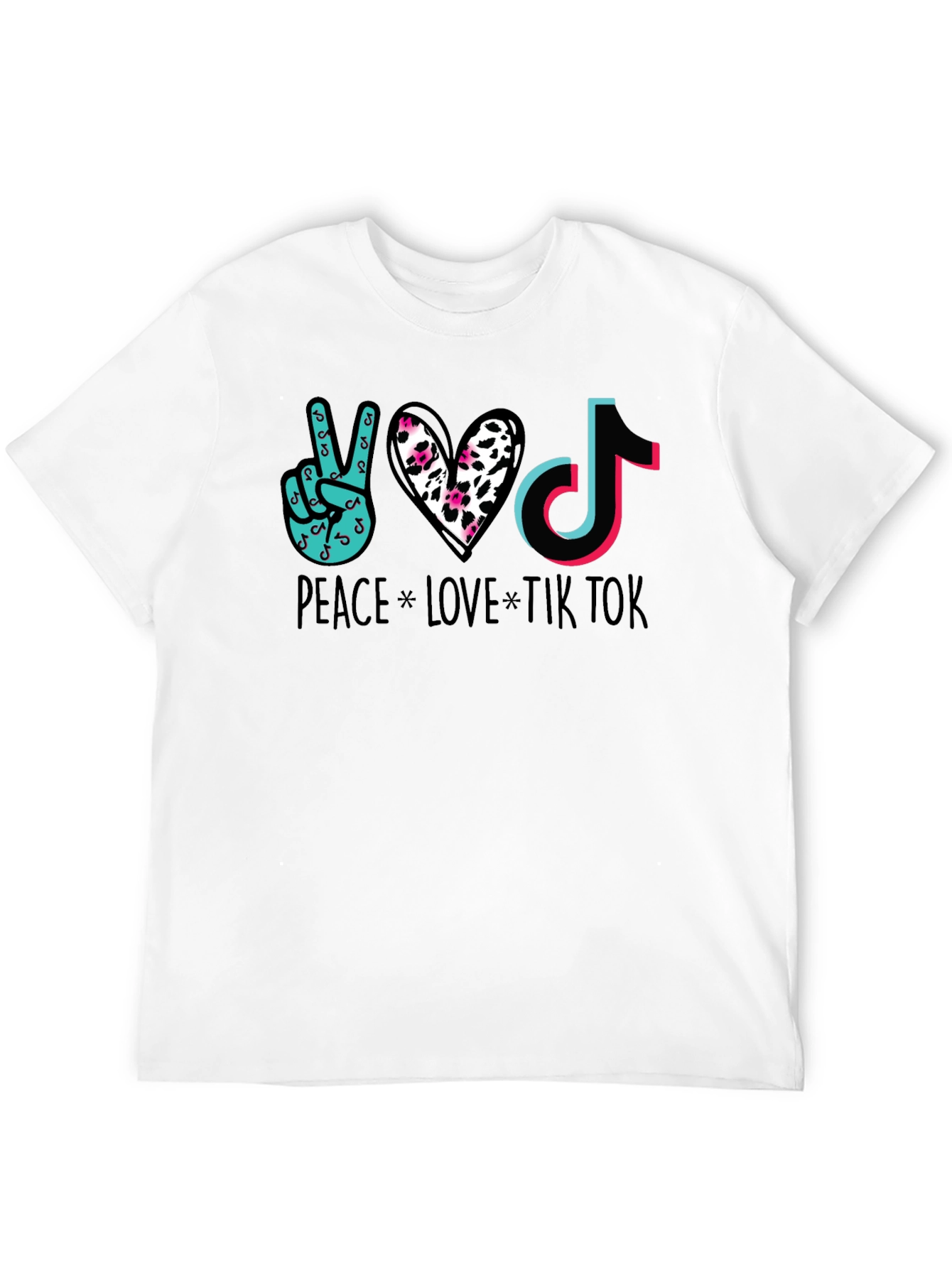 Peace Love Tik Tok Black Graphic Tee