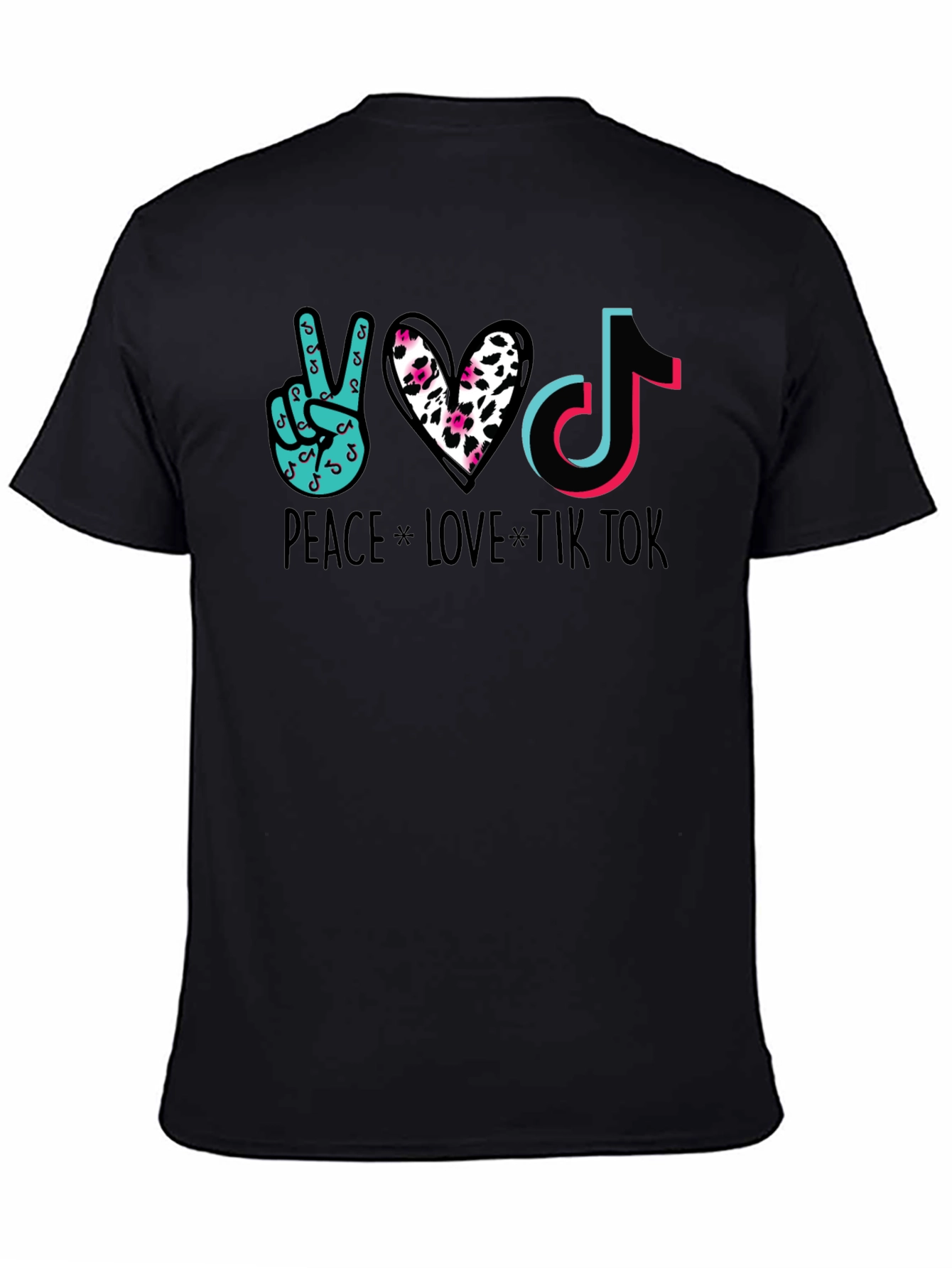 Peace Love Tik Tok Black Graphic Tee