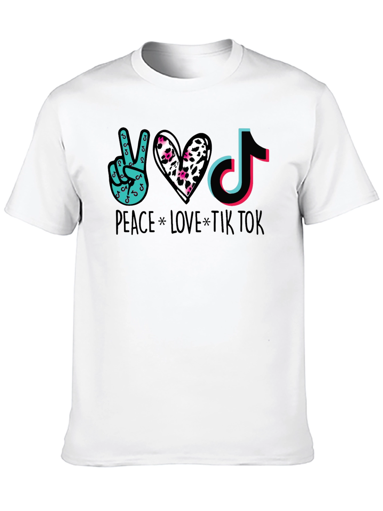 Peace Love Tik Tok Black Graphic Tee