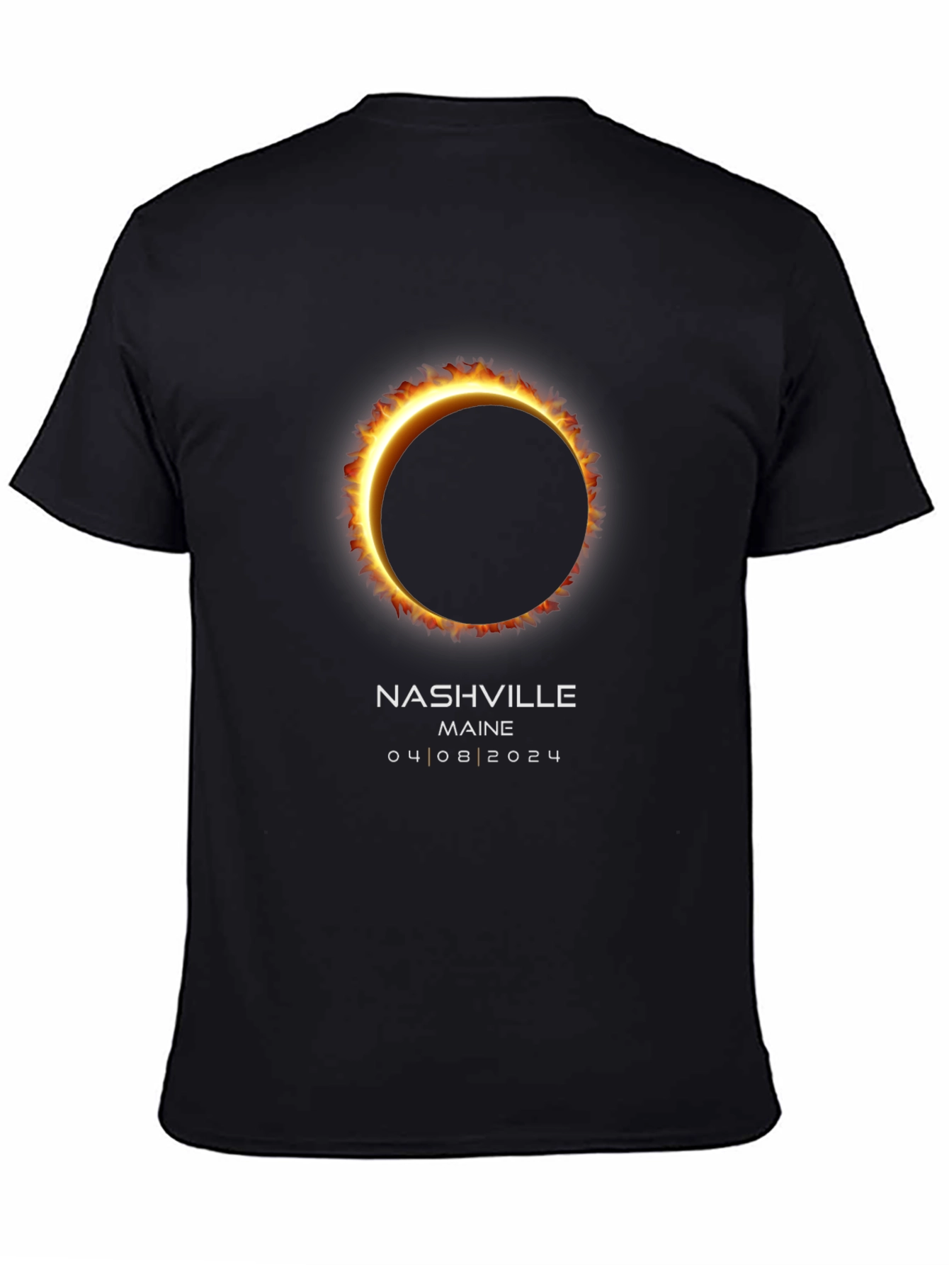 Nashville Maine Eclipse 04|08|2024 Black T-Shirt