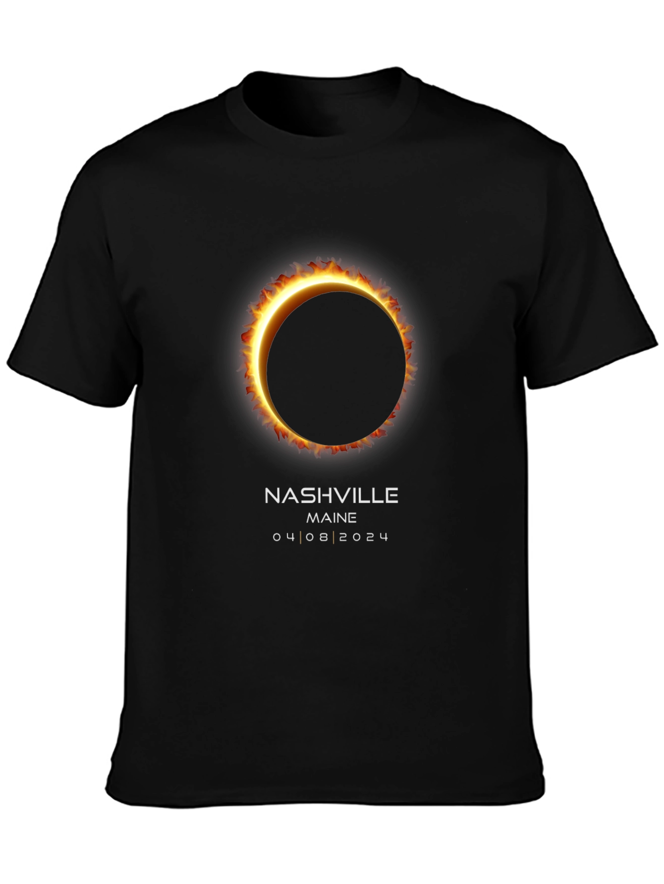 Nashville Maine Eclipse 04|08|2024 Black T-Shirt