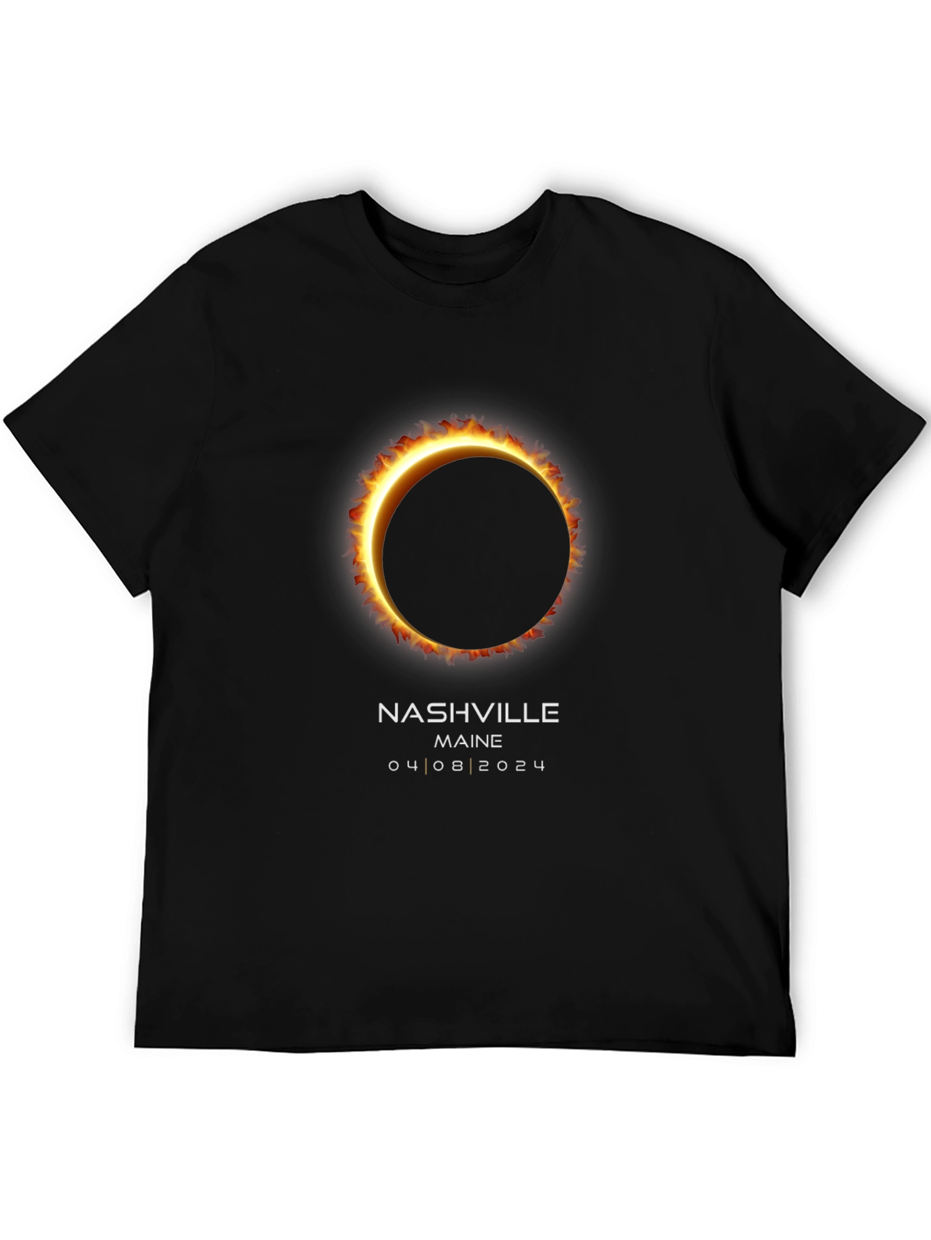 Nashville Maine Eclipse 04|08|2024 Black T-Shirt