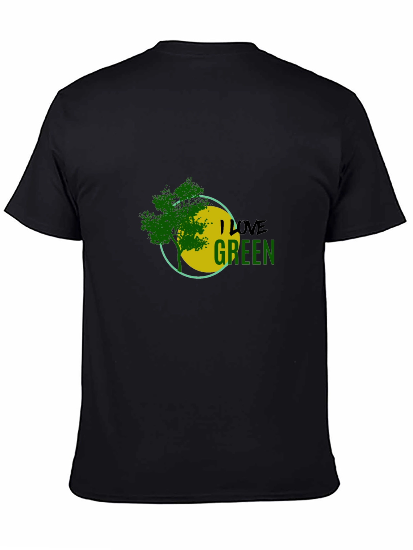 Eco-Friendly Black T-Shirt with I Love Green Design