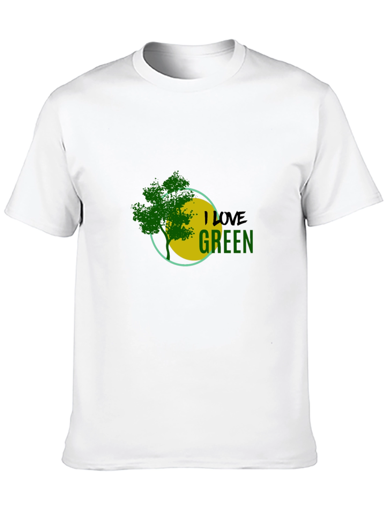 Eco-Friendly Black T-Shirt with I Love Green Design