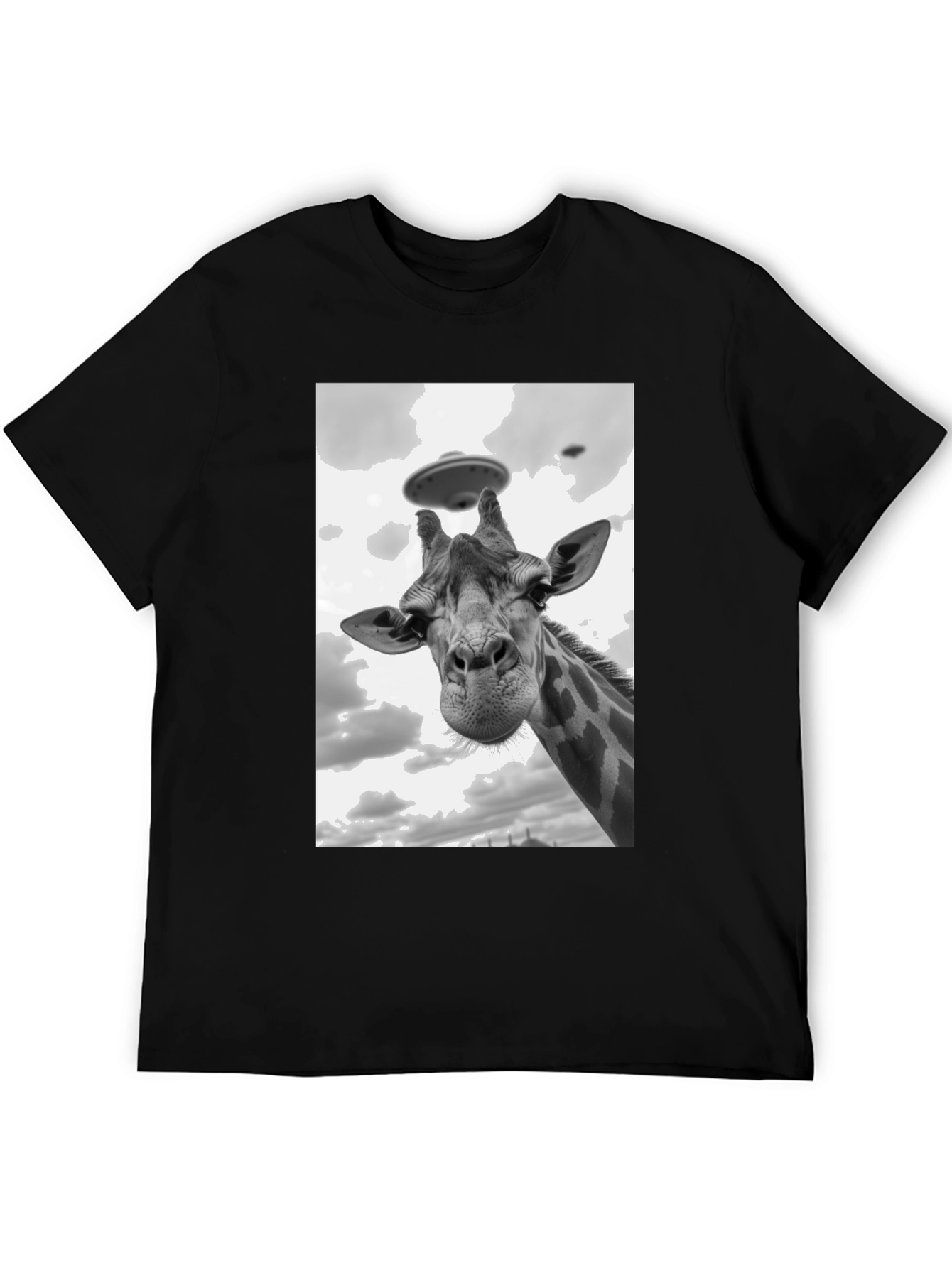 Giraffe Abduction T-Shirt: Quirky UFO Tee