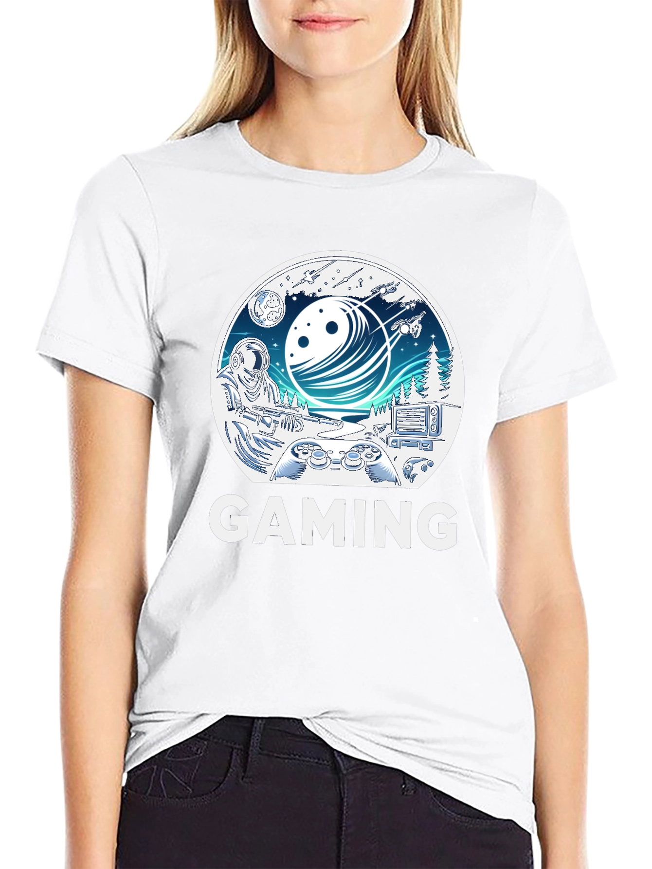 Gaming T-Shirt - Space & Controller Design