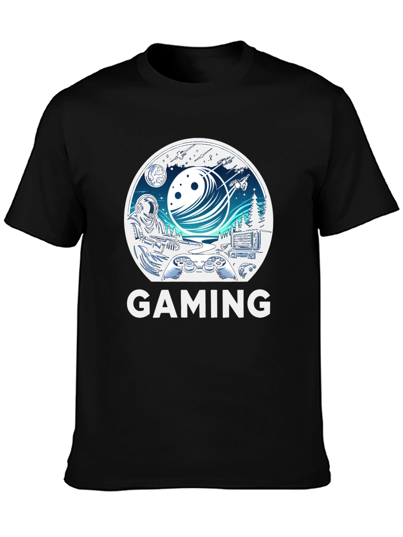 Gaming T-Shirt - Space & Controller Design