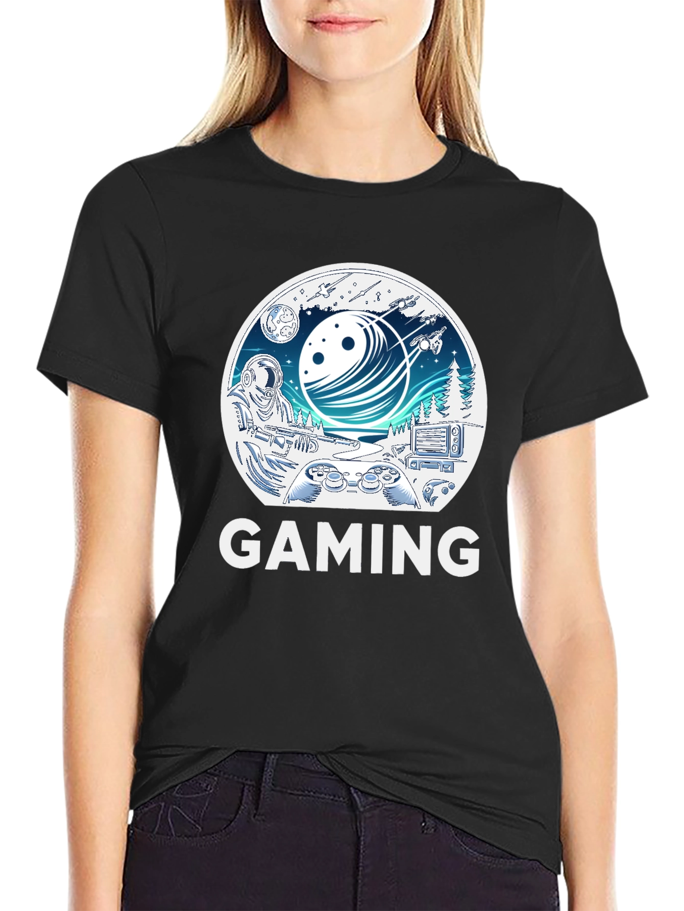 Gaming T-Shirt - Space & Controller Design