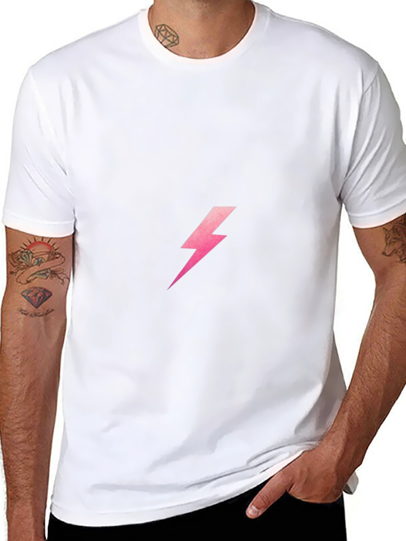 Black T-Shirt with Pink Lightning Bolt