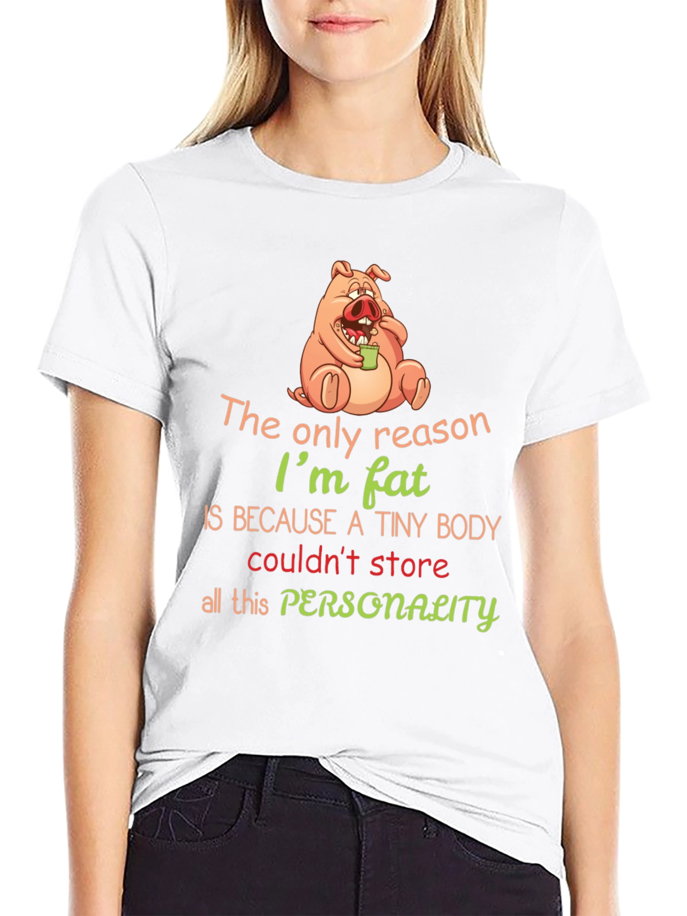 Funny Pig Fat Personality Graphic T-Shirt
