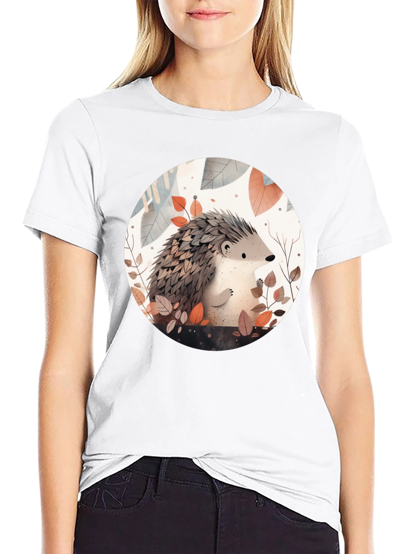 Cute Hedgehog Graphic Tee - Unisex Black T-Shirt