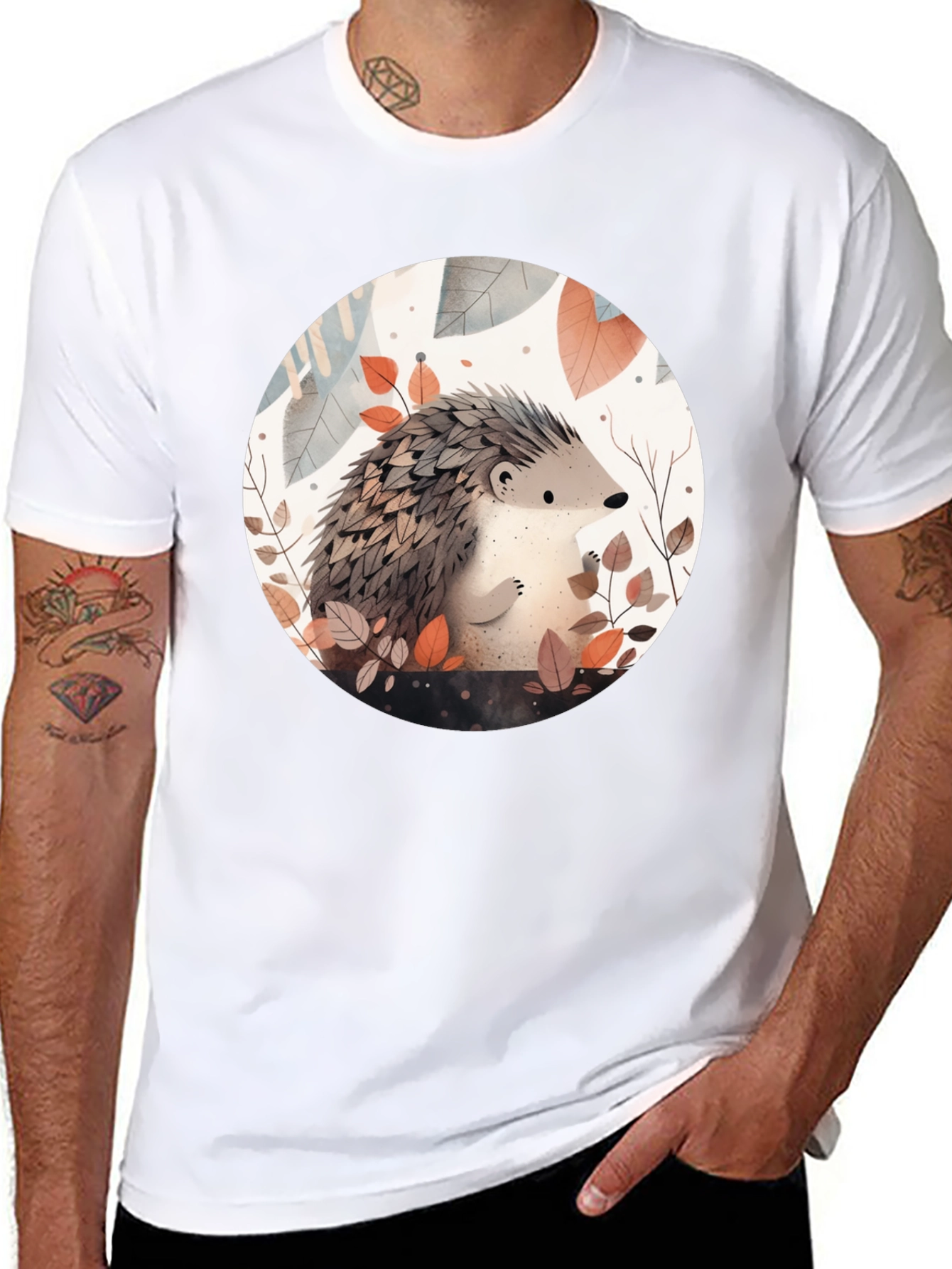 Cute Hedgehog Graphic Tee - Unisex Black T-Shirt