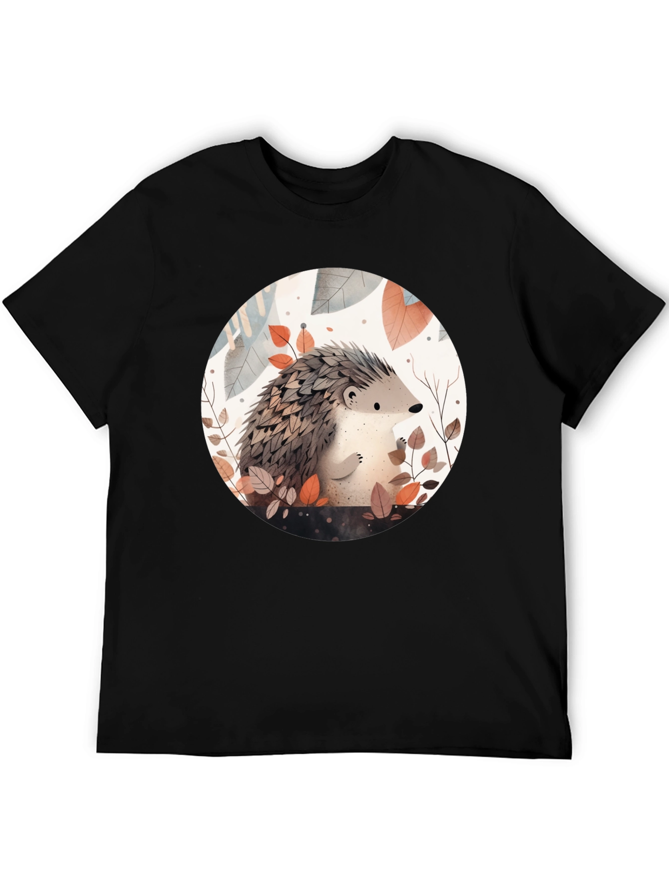 Cute Hedgehog Graphic Tee - Unisex Black T-Shirt