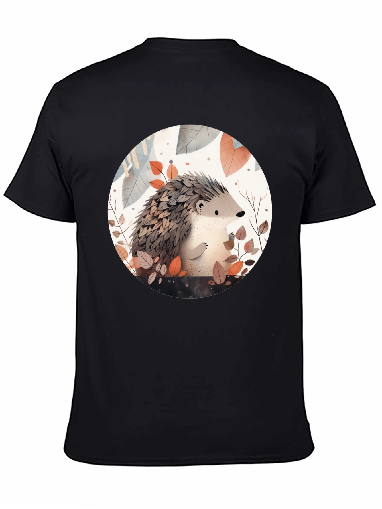 Cute Hedgehog Graphic Tee - Unisex Black T-Shirt