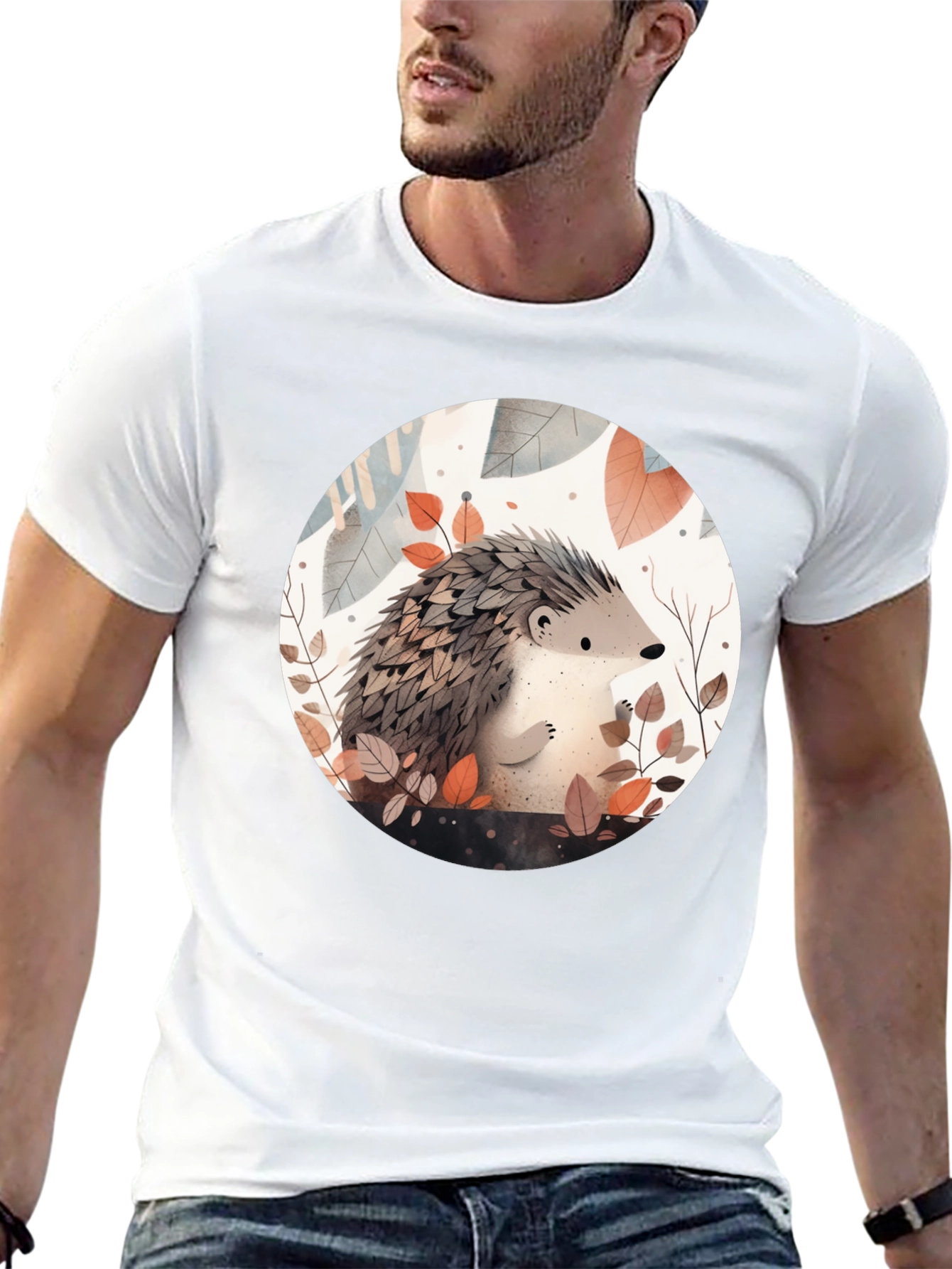 Cute Hedgehog Graphic Tee - Unisex Black T-Shirt