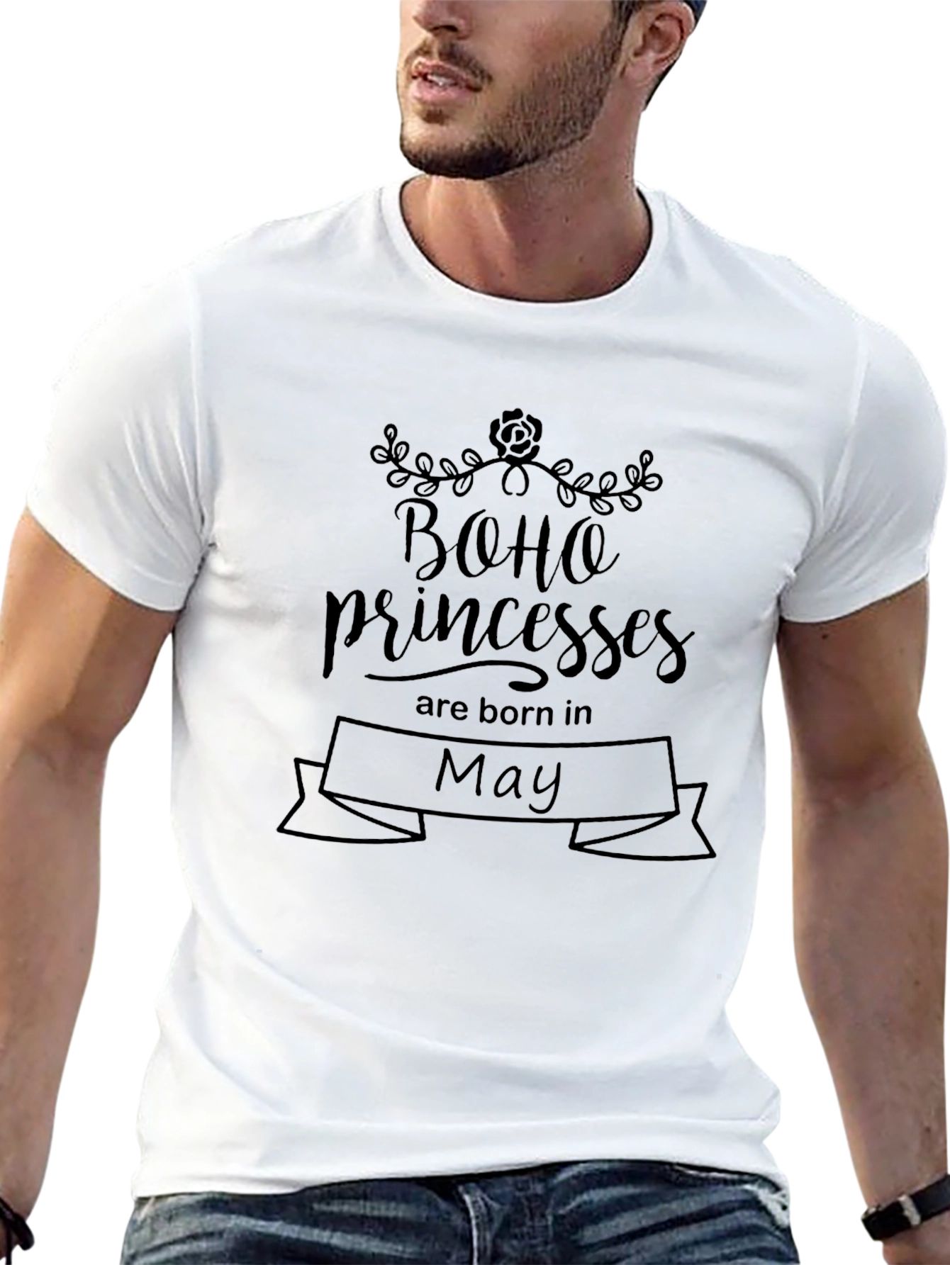 Boho Princesses Born in May Black T-Shirt