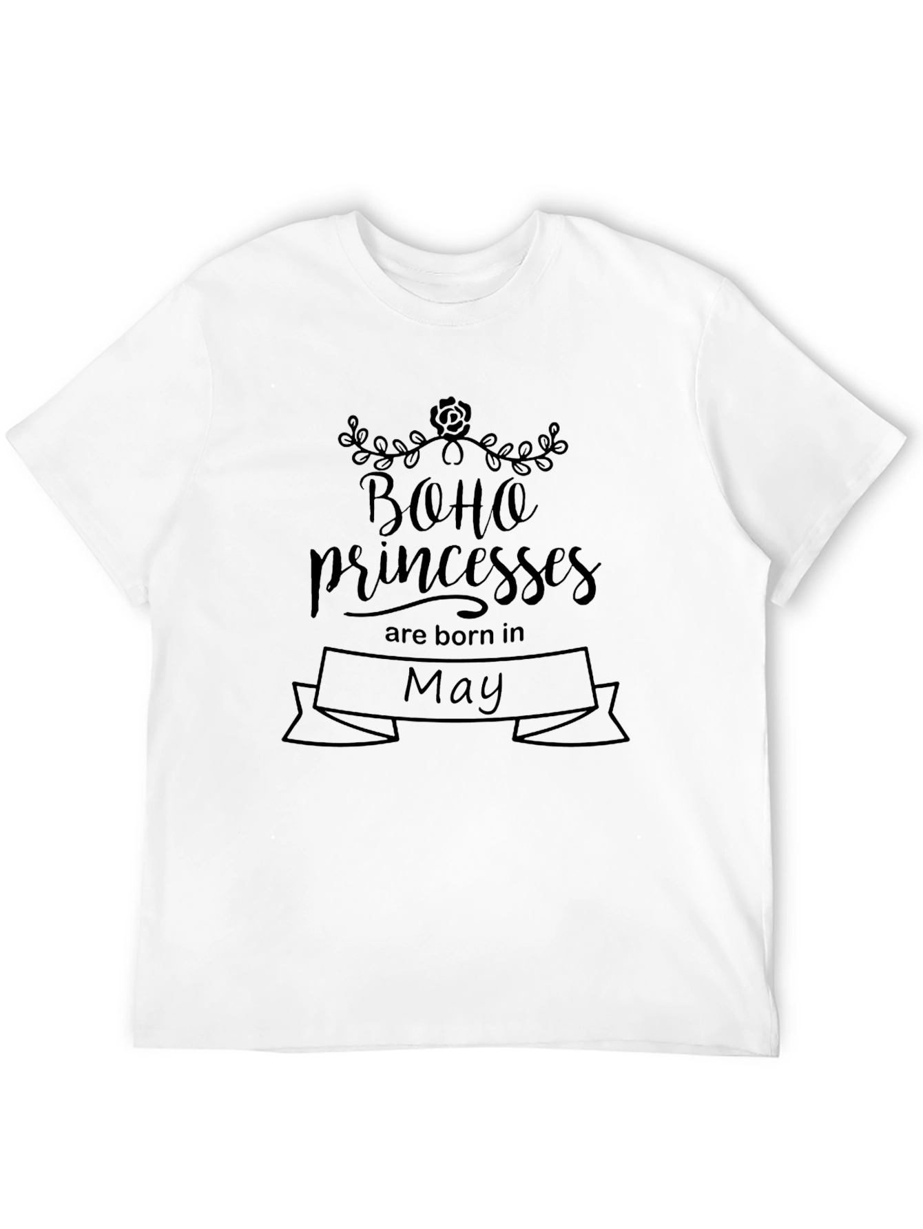 Boho Princesses Born in May Black T-Shirt