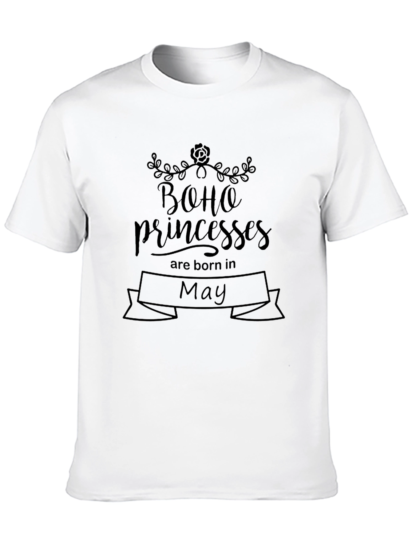 Boho Princesses Born in May Black T-Shirt