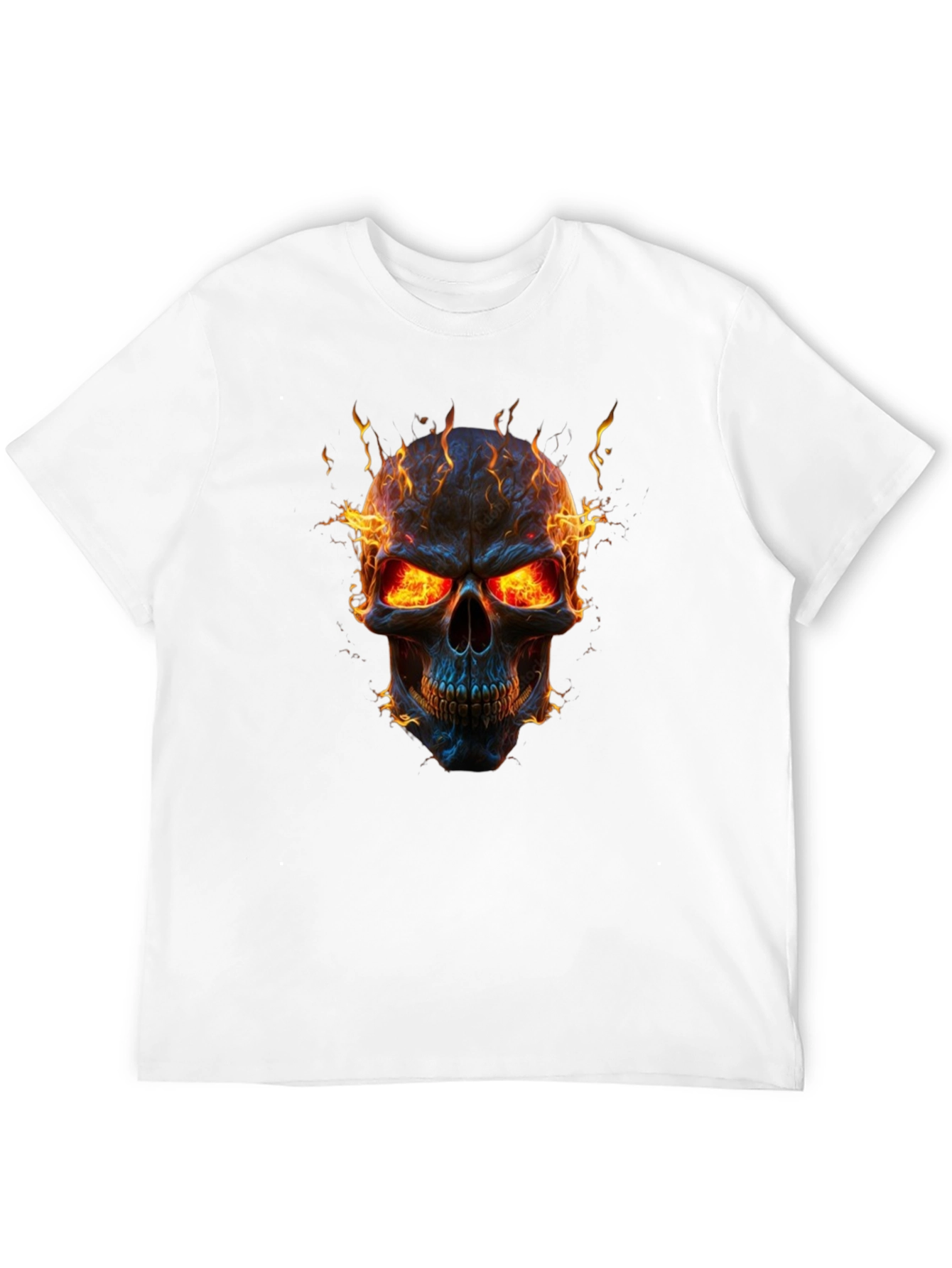 Fiery Skull Graphic Black T-Shirt