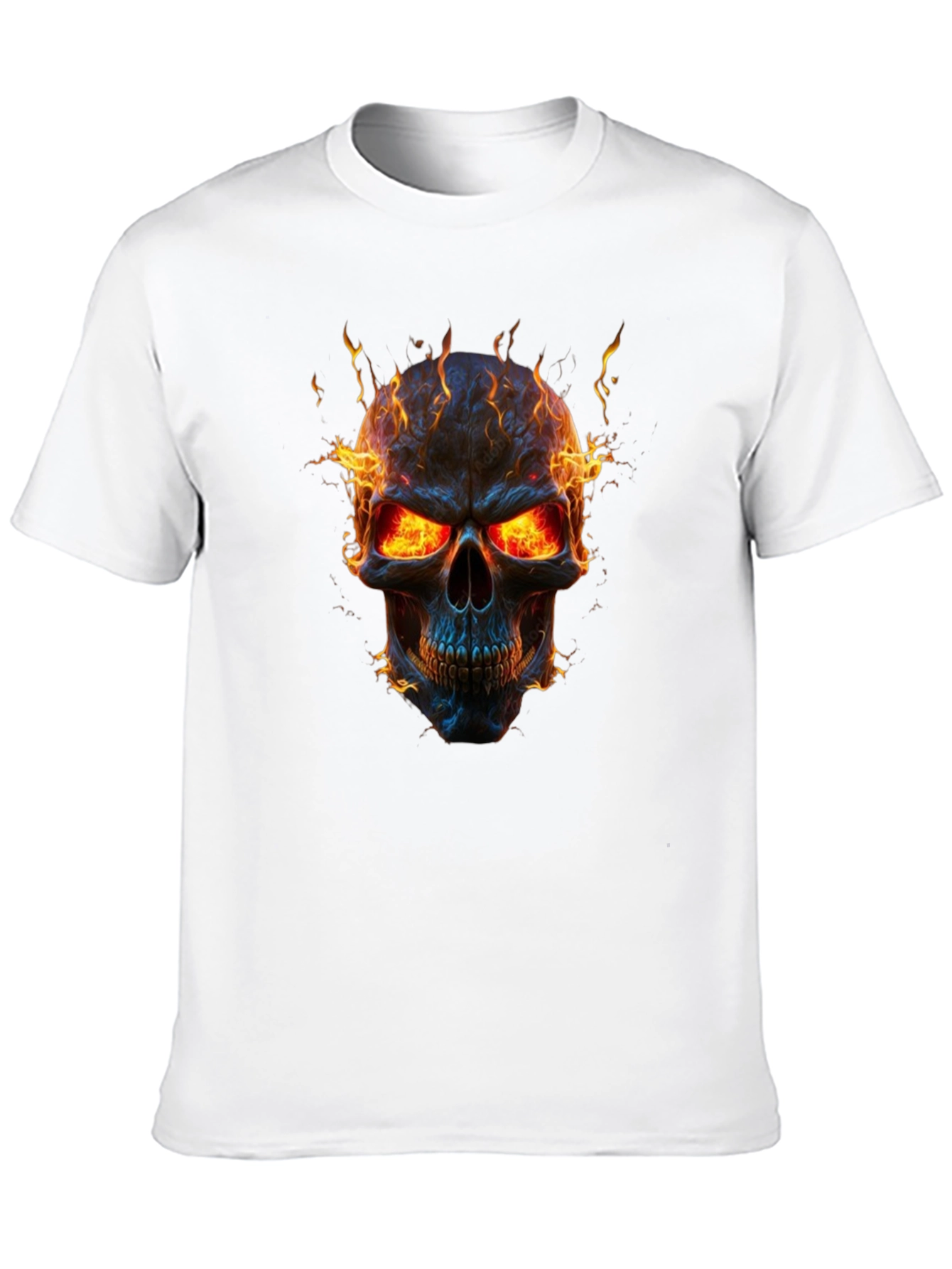 Fiery Skull Graphic Black T-Shirt