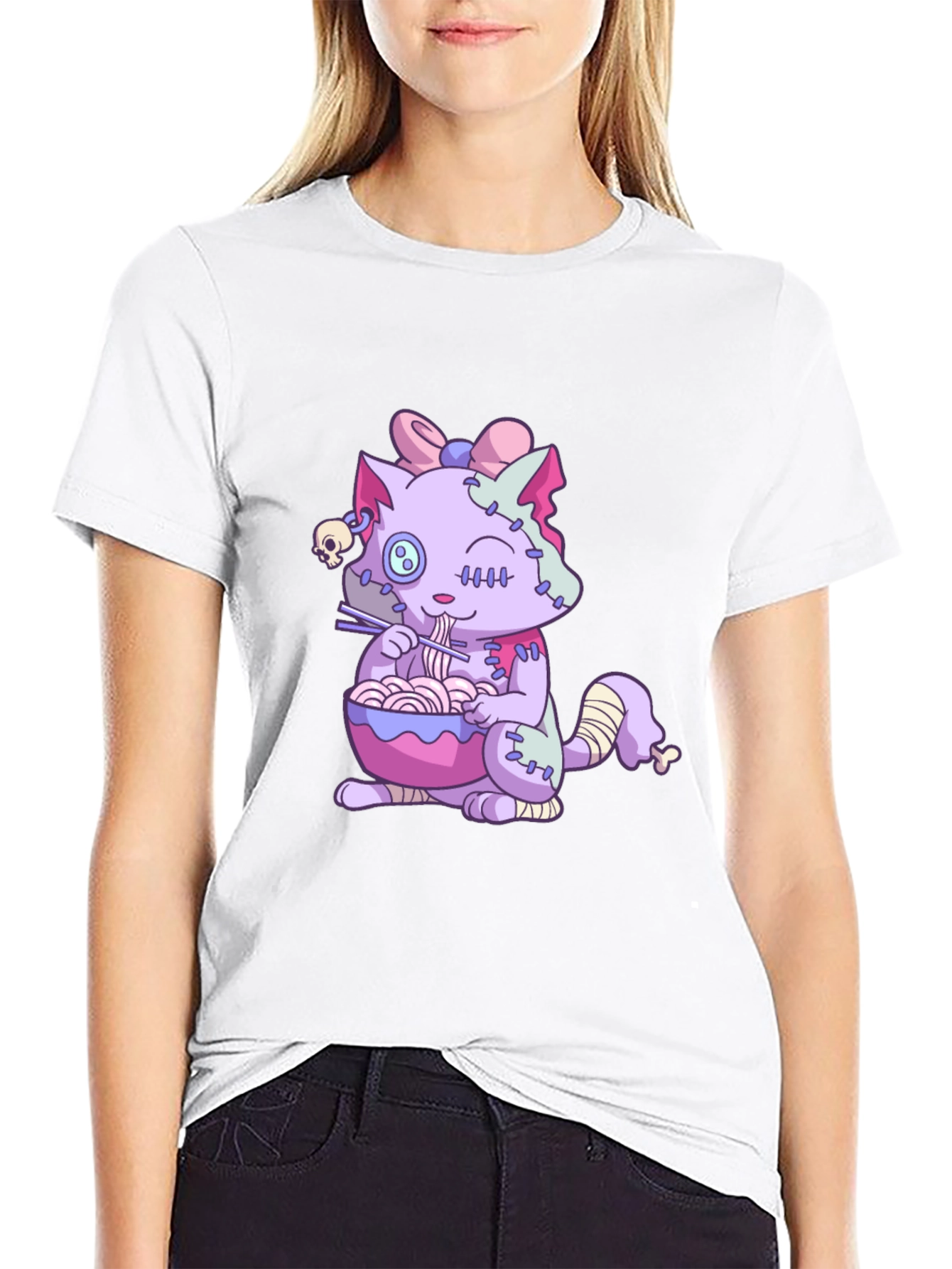 Zombie Cat Ramen T-Shirt - Unique Graphic Tee