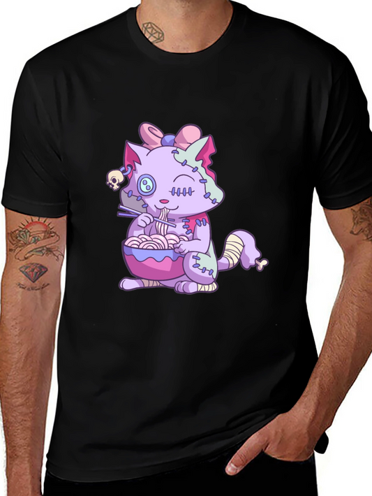 Zombie Cat Ramen T-Shirt - Unique Graphic Tee